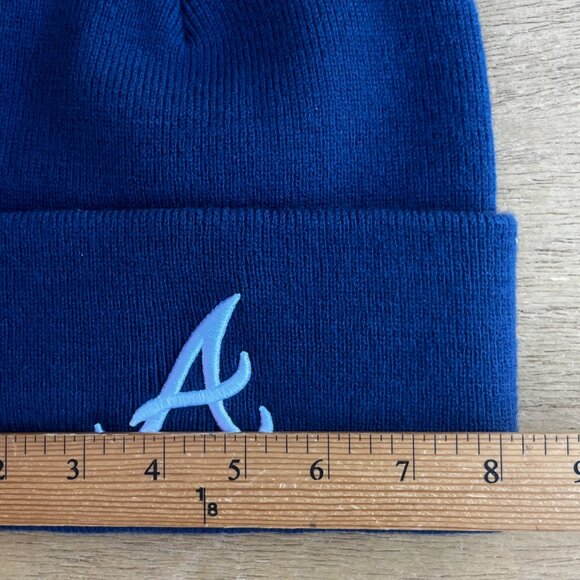 MITCHELL & NESS ATLANTA BRAVES EMBROIDERED BEANIE Men’s Blue NWOT - Picture 4 of 4